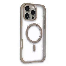 Fuchsia İphone 16 Pro İle Uyumlu Hilton Gold Kablosuz Şarj Özellikli Kapak