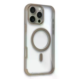 Fuchsia İphone 16 Pro İle Uyumlu Hilton Gold Kablosuz Şarj Özellikli Kapak