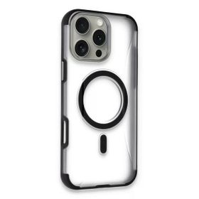 Fuchsia İphone 16 Pro İle Uyumlu Hilton Siyah Kablosuz Şarj Özellikli Kapak