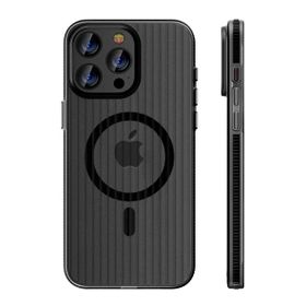 Fuchsia İphone 16 Pro İle Uyumlu Line Siyah Kablosuz Şarj Özellikli Kapak