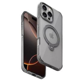 Fuchsia İphone 16 Pro Max İle Uyumlu Hbc-338 Andes Gri Kablosuz Şarj Özellikli Standlı Kapak