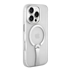Fuchsia İphone 16 Pro Max İle Uyumlu Hbc-354 Kunlun Şeffaf Standlı Kablosuz Şarj Özellikli Kapak
