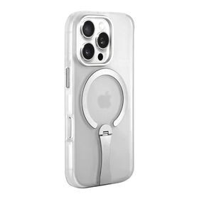 Fuchsia İphone 16 Pro Max İle Uyumlu Hbc-354 Kunlun Şeffaf Standlı Kablosuz Şarj Özellikli Kapak