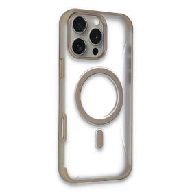 Fuchsia İphone 16 Pro Max İle Uyumlu Hilton Gold Kablosuz Şarj Özellikli Kapak