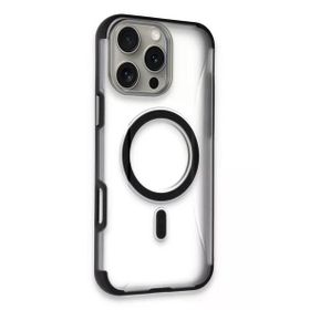 Fuchsia İphone 16 Pro Max İle Uyumlu Hilton Siyah Kablosuz Şarj Özellikli Kapak