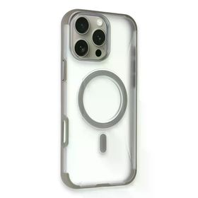 Fuchsia İphone 16 Pro Max İle Uyumlu Hilton Titan Gri Kablosuz Şarj Özellikli Kapak