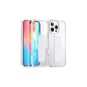 Fuchsia İphone 16 Pro Max İle Uyumlu Kılıf Alfa Şeffaf Kablosuz Şarj Özellikli Standlı Kapak