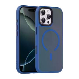 Fuchsia İphone 16 Pro Max İle Uyumlu Megane Lacivert Kablosuz Şarj Özellikli Kapak