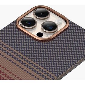 Fuchsia iPhone 16 Pro Max Uyumlu Kevlar Bordo Manyetik Şarj Kılıf
