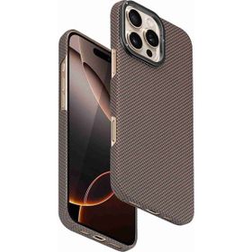 Fuchsia iPhone 16 Pro Max Uyumlu Manyetik Şarj Özellikli Lens Standlı Kevlar Gold Telefon Kılıfı