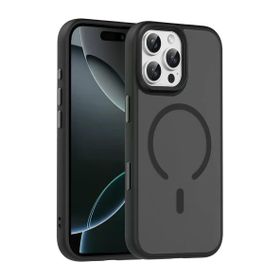 Fuchsia İphone 16 Pro Max Uyumlu Megane Siyah Kablosuz Şarj Özellikli Kapak