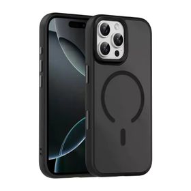Fuchsia İphone 16 Pro Max Uyumlu Megane Siyah Kablosuz Şarj Özellikli Kapak