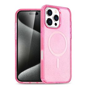 Fuchsia İphone 16 Pro Max Uyumlu Star Pembe Kablosuz Şarj Özellikli Kapak
