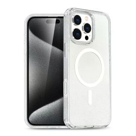 Fuchsia İphone 16 Pro Max Uyumlu Star Şeffaf Kablosuz Şarj Özellikli Kapak