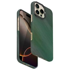 Fuchsia İphone 16 Pro Uyumlu Blaze 1000D Kevlar Yeşil Kablosuz Şarj Özellikli Kılıf