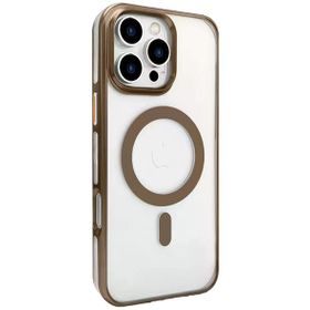 Fuchsia İphone 16 Pro Uyumlu Gleam Kahverengi Pc Sert Kablosuz Şarj Özellikli Kılıf