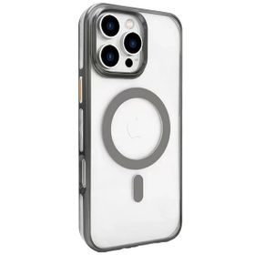 Fuchsia İphone 16 Pro Uyumlu Gleam Titan Gri Pc Sert Kablosuz Şarj Özellikli Kılıf