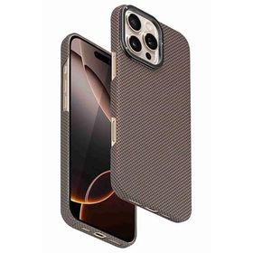 Fuchsia iPhone 16 Pro Uyumlu Lens Standlı Manyetik Şarj Özellikli Kevlar Gold Telefon Kılıfı