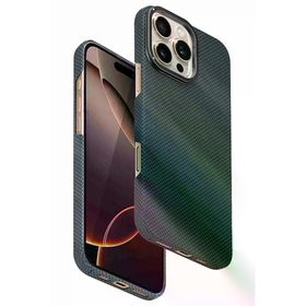Fuchsia iPhone 16 Pro Uyumlu Lens Standlı Manyetik Şarj Özellikli Kevlar Gold Telefon Kılıfı