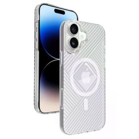 Fuchsia İphone 16 Uyumlu Stella Şeffaf Pc Sert Kablosuz Şarj Özellikli Kılıf