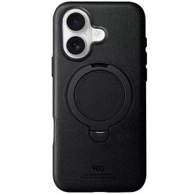 Fuchsia İphone 16 Uyumlu Vapor Siyah Deri Kablosuz Şarj Özellikli Standlı Kılıf