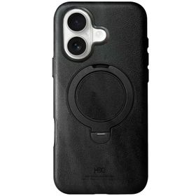 Fuchsia İphone 16 Uyumlu Vapor Siyah Deri Kablosuz Şarj Özellikli Standlı Kılıf