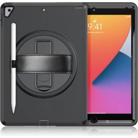 Fuchsia Qpen iPad 10.2 inç 7. Nesil Uyumlu Mavi Hand Strap Tablet Kılıfı