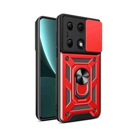 Fuchsia Redmi Note 13 Pro 4G Uyumlu Yüzüklü Silikon Kırmızı Telefon Kılıfı