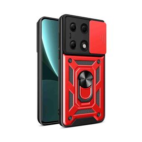 Fuchsia Redmi Note 13 Pro 4G Uyumlu Yüzüklü Silikon Kırmızı Telefon Kılıfı