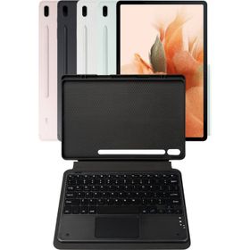 Fuchsia Savvy Keyboard Tab S7 FE LTE Bluetooh Bağlantılı Standlı Klavyeli Tablet Kılıfı