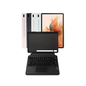 Fuchsia Savvy Keyboard Tab S7 FE LTE Bluetooh Bağlantılı Standlı Klavyeli Tablet Kılıfı