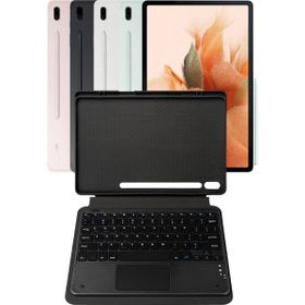 Fuchsia Savvy Keyboard Tab S7 FE LTE Bluetooh Bağlantılı Standlı Klavyeli Tablet Kılıfı