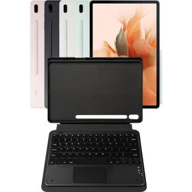 Fuchsia Savvy Keyboard Tab S7 FE LTE Bluetooh Bağlantılı Standlı Klavyeli Tablet Kılıfı