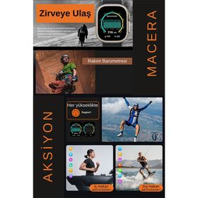 Fuchsia Watch Ultra 8 Max 8. Nesil 49 mm Sarı Akıllı Saat