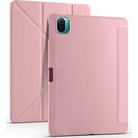 Fuchsia Xiaomi Mi Pad 5 Uyumlu Kalemlikli Standlı Katlanabilir Uyku Modu Özellikli Tablet Kılıfı