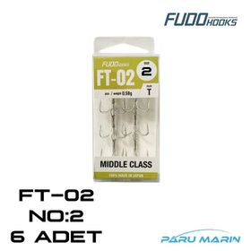 Fudo FT-02 2248 Hooks No:2 6 Adet 3'lü İğne