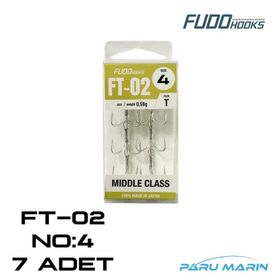 Fudo FT-02 2248 Hooks No:4 7 Adet 3'lü İğne