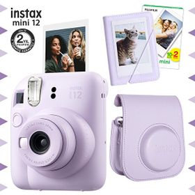 Fujifilm Instax Mini 12 Lila Fotoğraf Makinesi 20'li Film Mini Albüm ve Deri Kılıf Seti