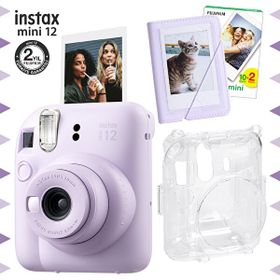 Fujifilm Instax Mini 12 Lila Şipşak Fotoğraf Makinesi 20'li Film Mini Albüm ve Şeffaf Kılıf Seti
