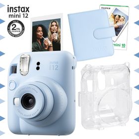 Fujifilm Instax Mini 12 Mavi Fotoğraf Makinesi 10'lu Film Kare Albüm ve Şeffaf Kılıf Seti