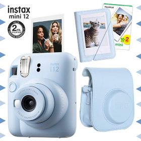 Fujifilm Instax Mini 12 Mavi Fotoğraf Makinesi 20'li Film Mini Albüm ve Deri Kılıf Seti