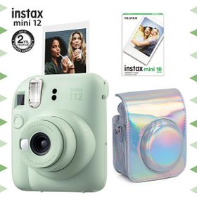 Fujifilm Instax mini 12 Yeşil Fotoğraf Makinesi 10'lu Film ve Parlak Kılıf Seti