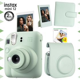 Fujifilm Instax Mini 12 Yeşil Fotoğraf Makinesi 20'li Film Çerçeve Kare Albüm ve Deri Kılıf Seti