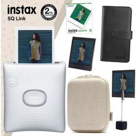 Fujifilm Instax SQ Link Beyaz Yazıcı 10'lu Square Film Kılıf Albüm Pleksi Çerçeve ve Kıskaçlı Stand