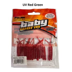Fujin Baby Worm UV Red Green 5.2 cm Floating 18 Adet LRF Silikonu