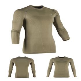 Fujin Seamless Khaki Düz Üst Termal İçlik