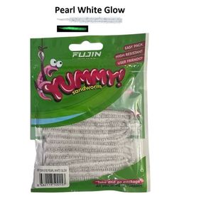 Fujin Yummy Sandworm Pearl White Glow 7 cm 20 Adet LRF Silikonu