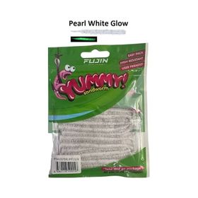 Fujin Yummy Sandworm Pearl White Glow 7 cm 20 Adet LRF Silikonu