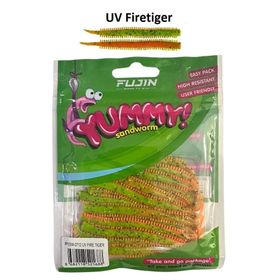 Fujin Yummy Sandworm UV Firetiger 7 cm 20 Adet LRF Silikonu