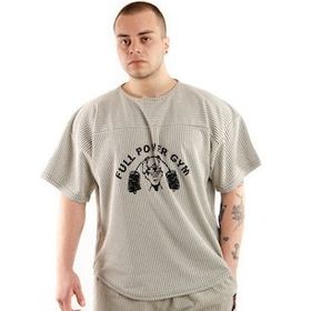Full Power Gym Beyaz Siyah Çizgili Ragtop Spor T-shirt